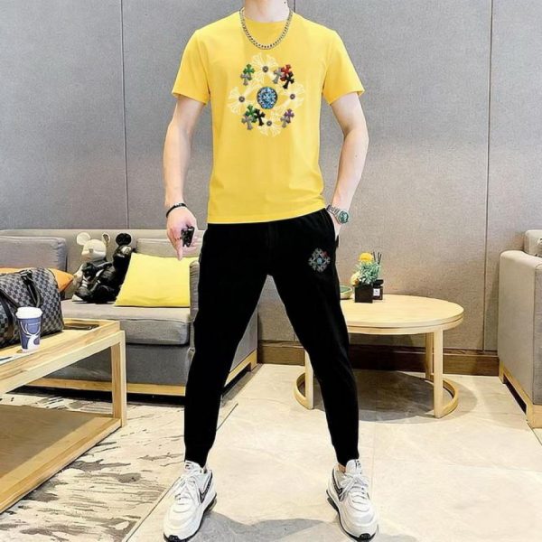designer,replica,clothing,fake,1:1,lv,luxury,high quality Chrome Hearts Trousers and Short-Sleeve Suit (EF02)
