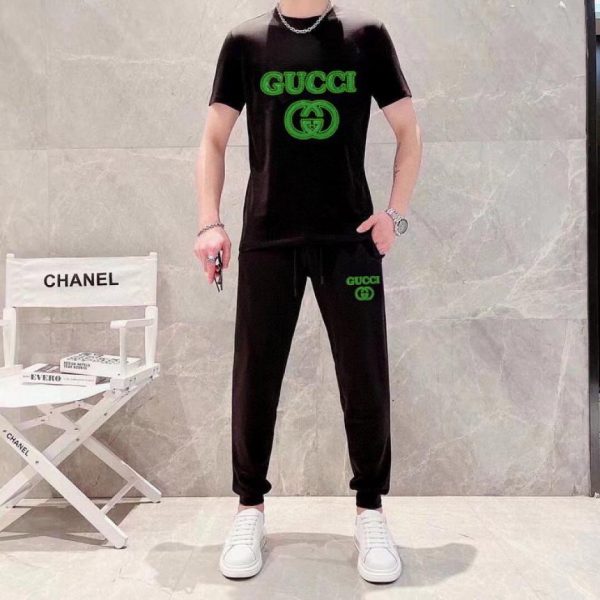 designer,replica,clothing,fake,1:1,lv,luxury,high quality Gucci trousers and short-sleeved shirt suit (14C3)