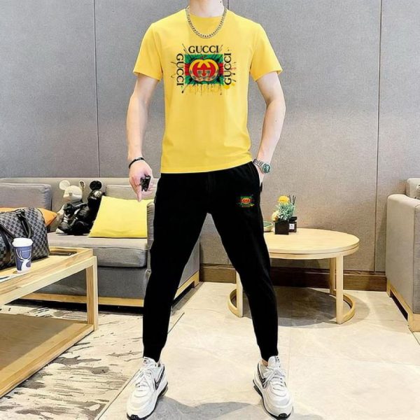 designer,replica,clothing,fake,1:1,lv,luxury,high quality Gucci trousers and short-sleeved shirt suit (5AA7)