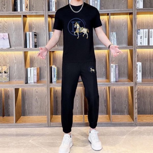 designer,replica,clothing,fake,1:1,lv,luxury,high quality Hermès Trousers and Short-Sleeve Suit (CF2B)