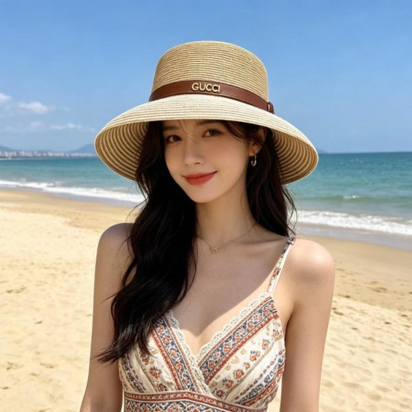 designer,replica,clothing,fake,1:1,lv,luxury,high quality Gucci classic metallic lettering element French old-money style straw hat (TDV0SQ)