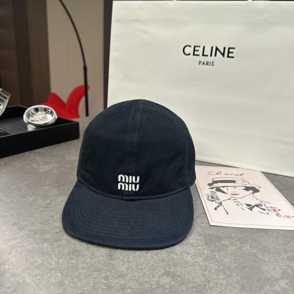 designer,replica,clothing,fake,1:1,lv,luxury,high quality MiuMiu Retro Baseball Cap | Short Brim + Washed Distressed Finish (GW47OZ)