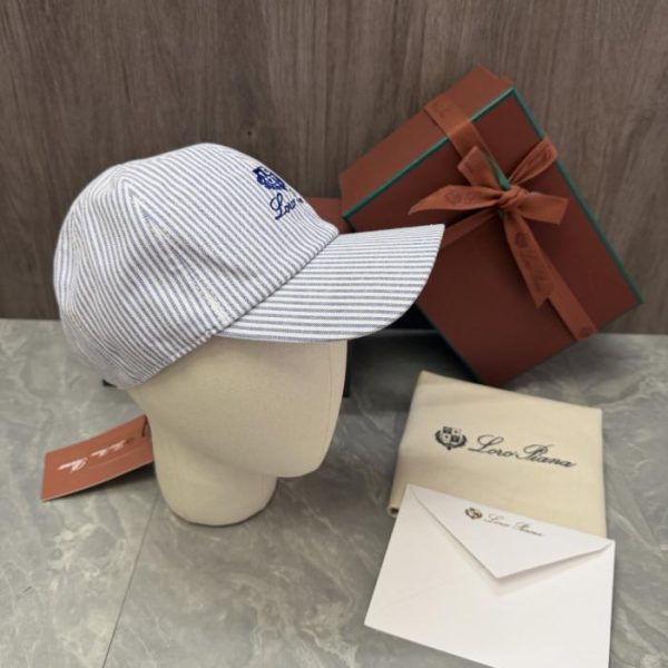 designer,replica,clothing,fake,1:1,lv,luxury,high quality Loro Piana Storm System Striped Baseball Cap (NJKHQG)