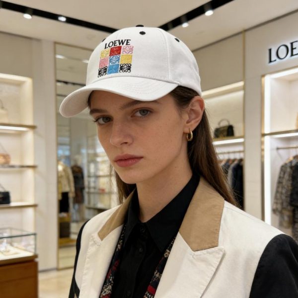 designer,replica,clothing,fake,1:1,lv,luxury,high quality LOEWE Colorful Nine-Square Embroidered Baseball Cap: Classic Black with Macaron-Colored Anagram Logo (OUW4CG)