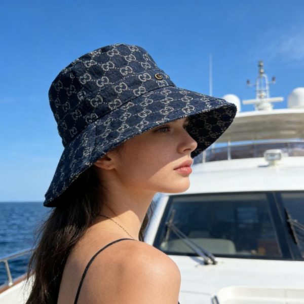 designer,replica,clothing,fake,1:1,lv,luxury,high quality Gucci denim monogram bucket hat (68EE4I)