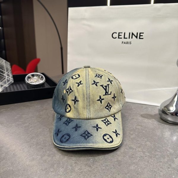 designer,replica,clothing,fake,1:1,lv,luxury,high quality Louis Vuitton denim distressed baseball cap (YAJYNX)