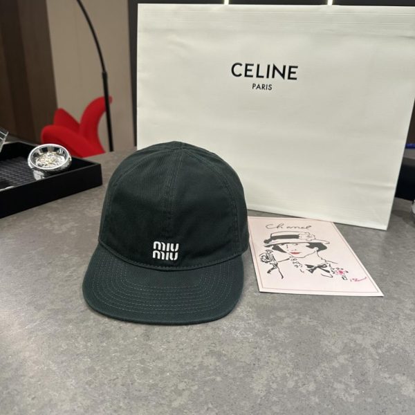 designer,replica,clothing,fake,1:1,lv,luxury,high quality MiuMiu Retro Baseball Cap | Short Brim + Washed Distressed Finish (0LDRTO)