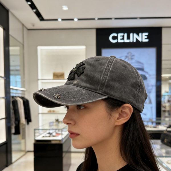 designer,replica,clothing,fake,1:1,lv,luxury,high quality Chrome Hearts Distressed Cross Baseball Cap (TGW0CE)