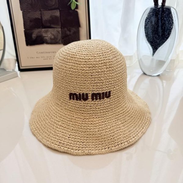 designer,replica,clothing,fake,1:1,lv,luxury,high quality Miu Miu Straw Fisherman Hat, made of natural straw (2SOF16).