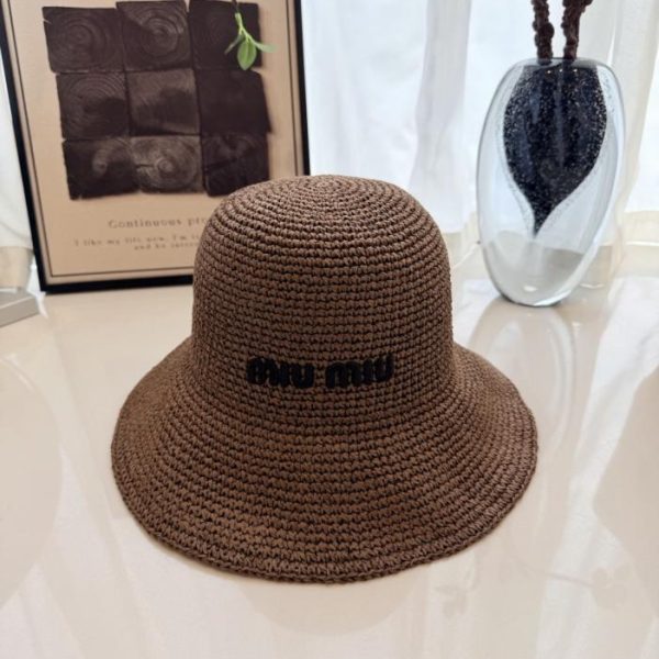 designer,replica,clothing,fake,1:1,lv,luxury,high quality Miu Miu Straw Fisherman Hat, made of natural straw (KBQKYF)