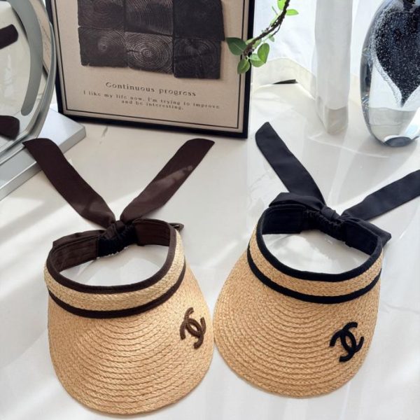 designer,replica,clothing,fake,1:1,lv,luxury,high quality Chanel visor sun hat with intricate straw weaving (HV2XEI)