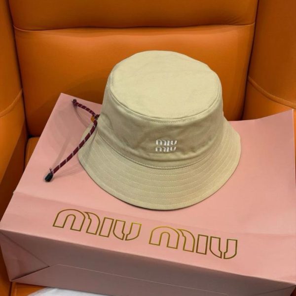 designer,replica,clothing,fake,1:1,lv,luxury,high quality Miu Miu Black Embroidered Drawstring Fisherman’s Hat (CFY3Z2)