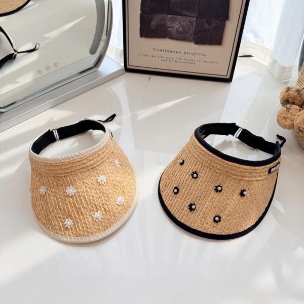 designer,replica,clothing,fake,1:1,lv,luxury,high quality Miu Miu’s new raffia visor hat, daisy visor straw hat (2Q7CF4)