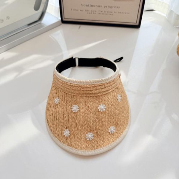 designer,replica,clothing,fake,1:1,lv,luxury,high quality Miu Miu’s new raffia visor hat, daisy visor straw hat (L7E600)