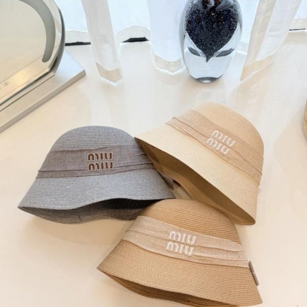 designer,replica,clothing,fake,1:1,lv,luxury,high quality Miu Miu braided fisherman’s hat (8K8BEV)