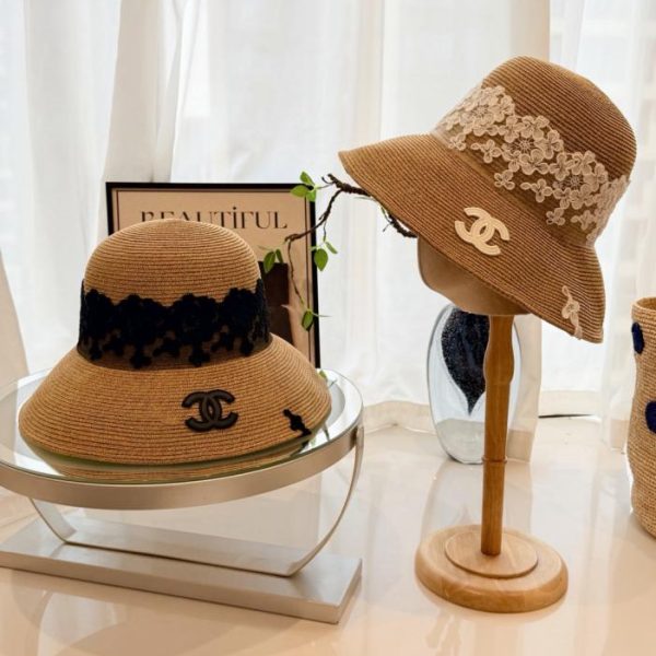 designer,replica,clothing,fake,1:1,lv,luxury,high quality Chanel-style lace straw fisherman’s hat (GC7XVQ)