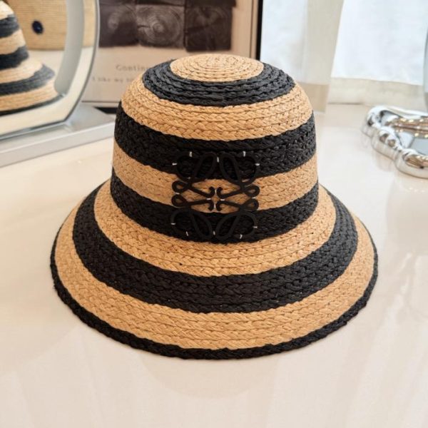 designer,replica,clothing,fake,1:1,lv,luxury,high quality LOEWE-style striped raffia fisherman’s hat, hand-woven raffia (1N5Q5X)