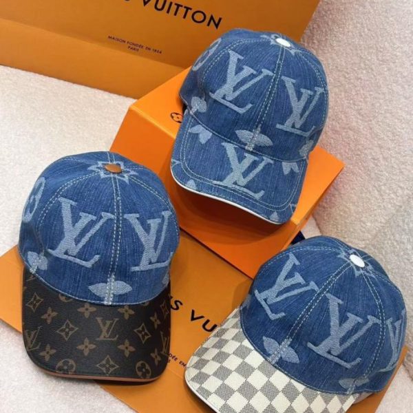 designer,replica,clothing,fake,1:1,lv,luxury,high quality LV white floral print denim baseball cap (IMGO4M)