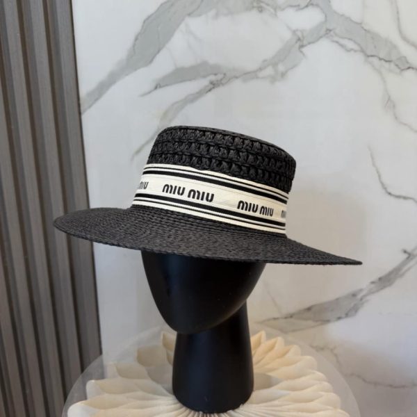 designer,replica,clothing,fake,1:1,lv,luxury,high quality MIUMIU New Flat-Top Straw Hat (UGHRB1)