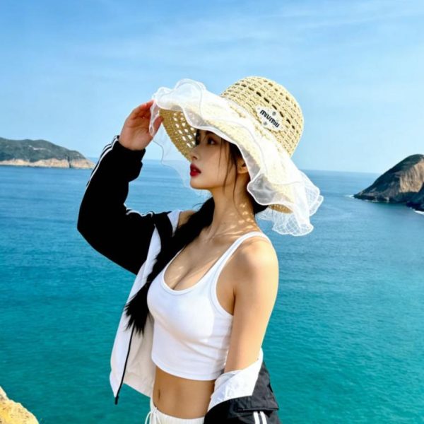 designer,replica,clothing,fake,1:1,lv,luxury,high quality MIUMIU Original Authentic Beach Hat with Wide Brim (38V3IU)