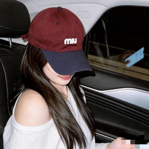 designer,replica,clothing,fake,1:1,lv,luxury,high quality MIUMIU New Order Item Embroidered Color Block Baseball Cap (7JISLB)