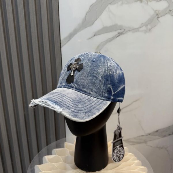 designer,replica,clothing,fake,1:1,lv,luxury,high quality Chrome Hearts New High-Quality Washed Denim Baseball Cap (ERB7KM)