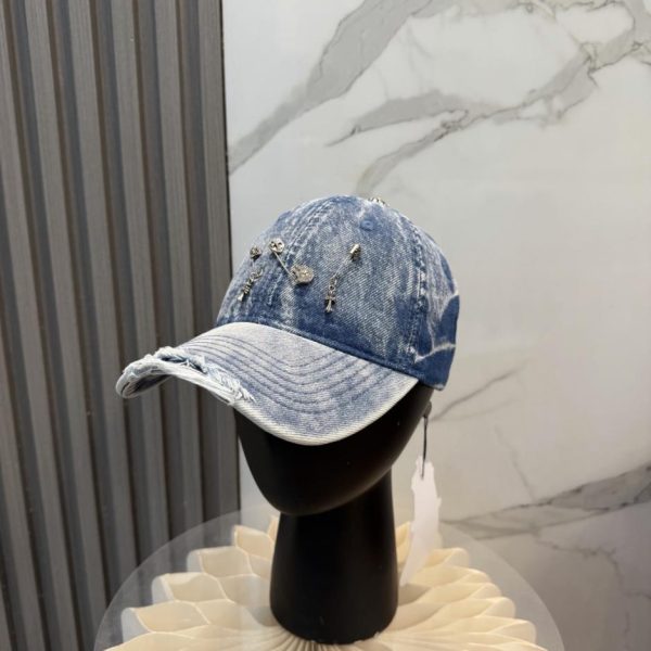designer,replica,clothing,fake,1:1,lv,luxury,high quality Chrome Hearts New High-Quality Washed Denim Baseball Cap (NIIEBC)