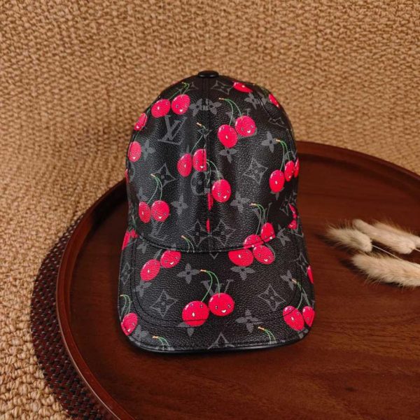 designer,replica,clothing,fake,1:1,lv,luxury,high quality Louis Vuitton cherry-patterned leather baseball cap (S81NUQ)