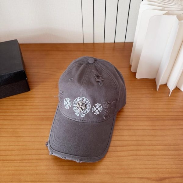 designer,replica,clothing,fake,1:1,lv,luxury,high quality Chrome Hearts Early Spring Korean Style Fashion Retro Distressed Ripped Hat Baseball Cap (6U52L4)