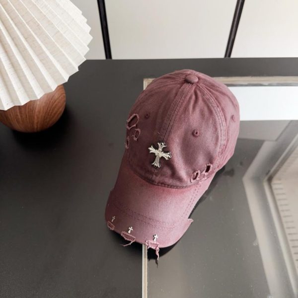designer,replica,clothing,fake,1:1,lv,luxury,high quality Chrome Hearts Early Spring Korean Style Retro Distressed Ripped Hat Baseball Cap (GH7V30)