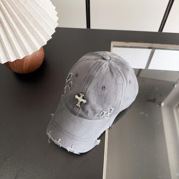 designer,replica,clothing,fake,1:1,lv,luxury,high quality Chrome Hearts Early Spring Korean Style Retro Distressed Ripped Hat Baseball Cap (WYQ89U)