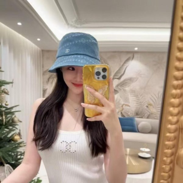 designer,replica,clothing,fake,1:1,lv,luxury,high quality CHANEL New High-End Denim Bucket Hat (8WAUKF)