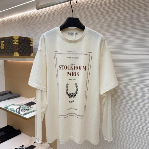 designer,replica,clothing,fake,1:1,lv,luxury,high quality Acne Studios Faux Two-Piece Long-Sleeve Pants with Lace Details and Letter Pattern (FNG51D)