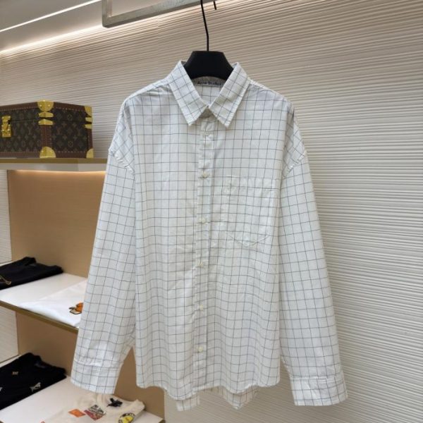 designer,replica,clothing,fake,1:1,lv,luxury,high quality Acne Studios White and Black Striped Check Letter Casual Button-Up Shirt (U97M4C)