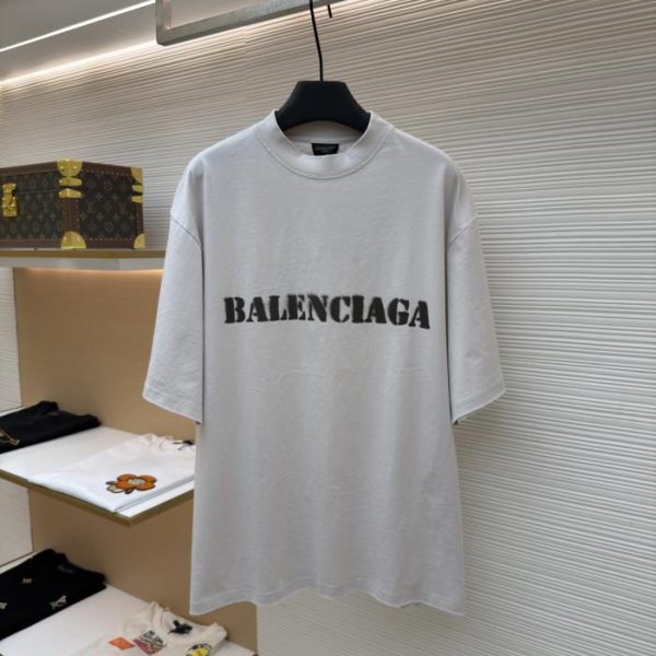 designer,replica,clothing,fake,1:1,lv,luxury,high quality Balenciaga Letter Print Pullover Short-Sleeve T-Shirt (J3725H)