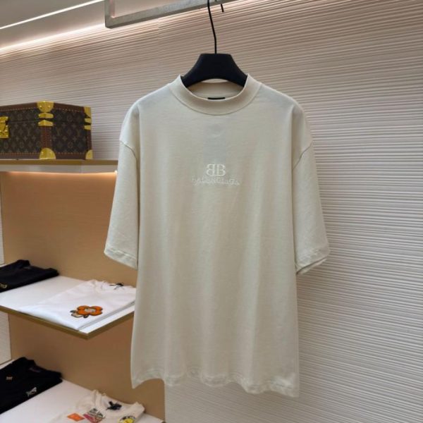 designer,replica,clothing,fake,1:1,lv,luxury,high quality Balenciaga logo embroidered short-sleeved shirt (STEJRI)