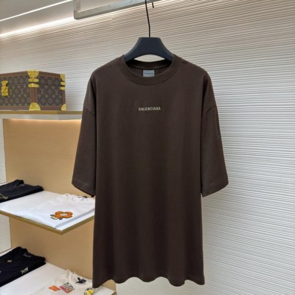 designer,replica,clothing,fake,1:1,lv,luxury,high quality Balenciaga Brown Classic Letter Crew Neck Short-Sleeve T-Shirt (N8YCJ6)