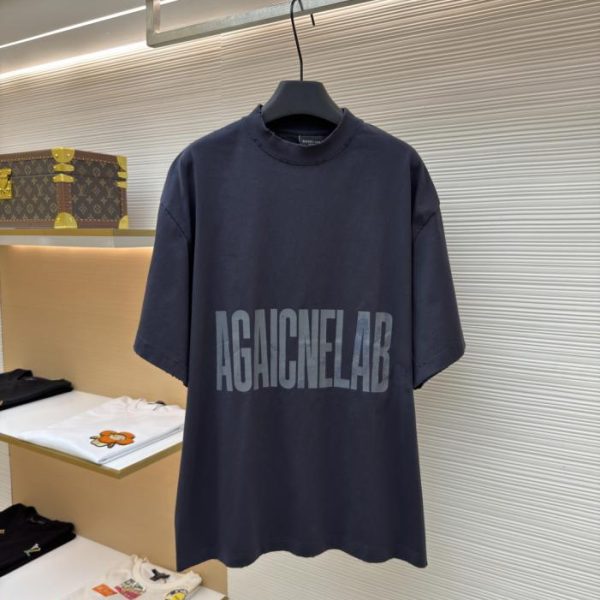 designer,replica,clothing,fake,1:1,lv,luxury,high quality Balenciaga crackled letter print crew neck short-sleeved shirt (K6NGLI)