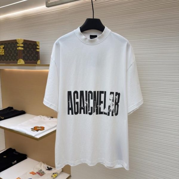 designer,replica,clothing,fake,1:1,lv,luxury,high quality Balenciaga crackled letter print crew neck short-sleeved shirt (S4RJTN)