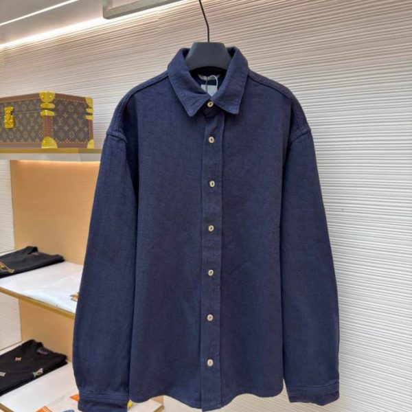 designer,replica,clothing,fake,1:1,lv,luxury,high quality Dior cotton jacquard logo patterned denim shirt (0FSTC3)