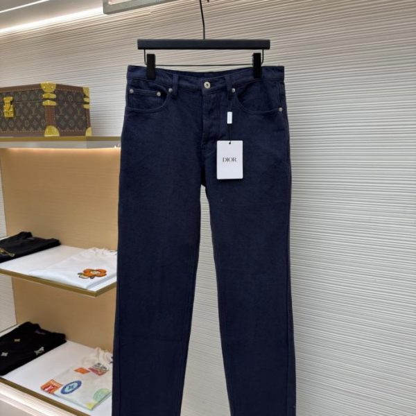 designer,replica,clothing,fake,1:1,lv,luxury,high quality Dior cotton jacquard logo patterned jeans with metal button closure (2UI6UR)