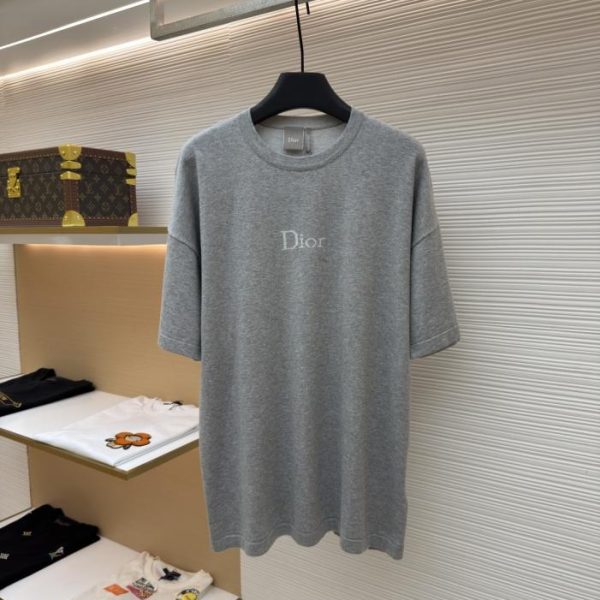 designer,replica,clothing,fake,1:1,lv,luxury,high quality Dior solid color large logo embroidered knit short-sleeved top (SEUTS0)