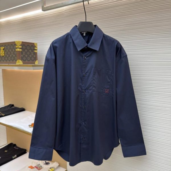 designer,replica,clothing,fake,1:1,lv,luxury,high quality Loewe Anagram Two-tone Embroidered Patch Pocket Shirt (Z81VG0)