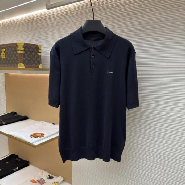 designer,replica,clothing,fake,1:1,lv,luxury,high quality Prada Embroidered Logo Polo Collar Knit Sweater (SHLE1B)