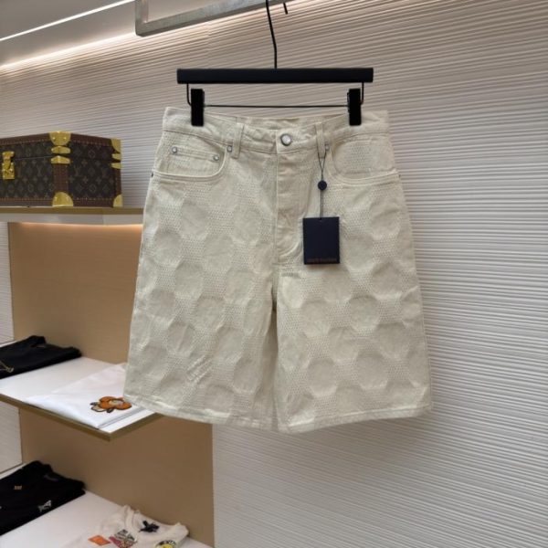 designer,replica,clothing,fake,1:1,lv,luxury,high quality LOUIS VUITTON Embossed Checkered Jacquard Beaded Denim Shorts (LMDDMH)