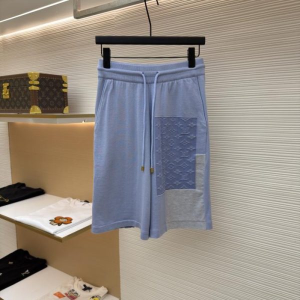 designer,replica,clothing,fake,1:1,lv,luxury,high quality LOUIS VUITTON Letter Jacquard Patchwork Color-Blocked Knit Shorts (VRL8LV)