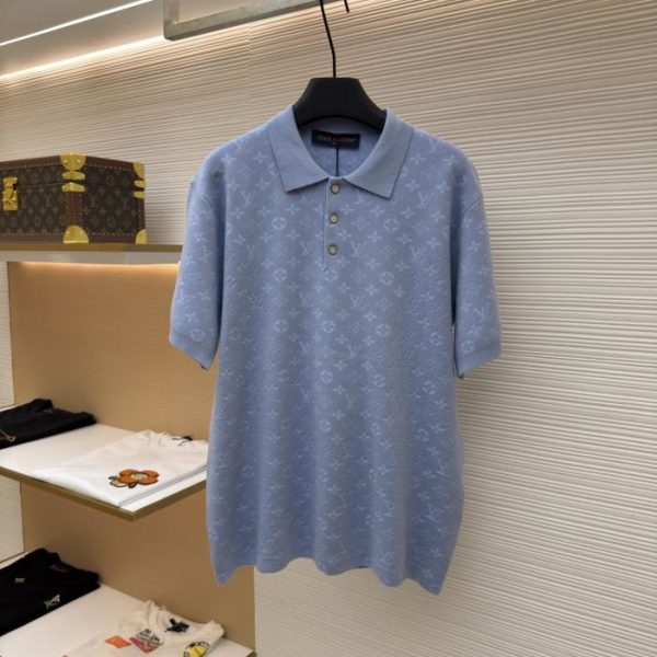 designer,replica,clothing,fake,1:1,lv,luxury,high quality LOUIS VUITTON Letter Pattern Jacquard Knit Short-Sleeve Polo Shirt (9MZE4R)