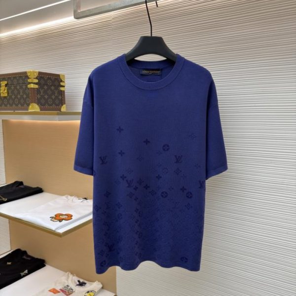 designer,replica,clothing,fake,1:1,lv,luxury,high quality LOUIS VUITTON Letter Gradient Jacquard Knit Sweater Short Sleeve (S5SQ2M)
