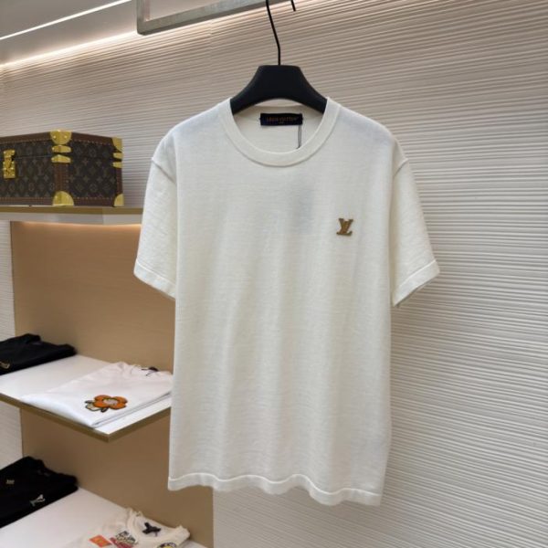 designer,replica,clothing,fake,1:1,lv,luxury,high quality LOUIS VUITTON Letter Leather Label Knit Sweater Short Sleeve (CCE1IN)