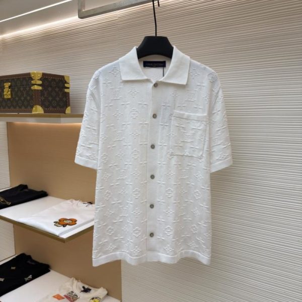 designer,replica,clothing,fake,1:1,lv,luxury,high quality LOUIS VUITTON Letter Floral Jacquard Knit Short-Sleeve Cardigan (Y5ZJA6)